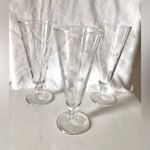 Set of 3 Anchor Hocking Mid Century Modern Pilsner Tumblers Etched Dots